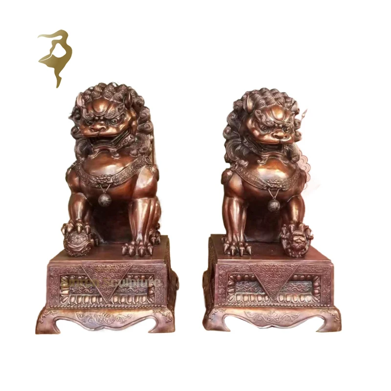 Outdoor Garden Home Decoration Copper Art Metal Craft Large Chinese Lion Sculpture Bronze Foo Dog Statue