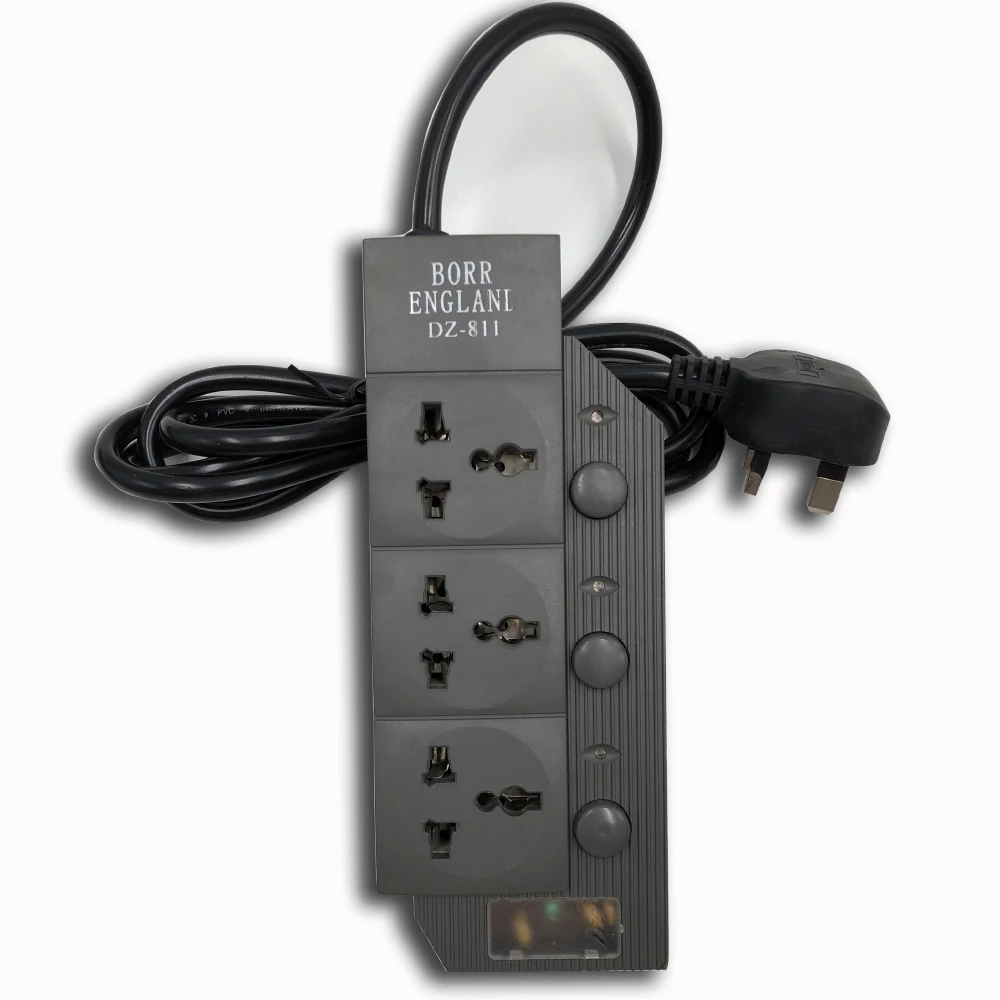 China wholesale 3/4 way black  power strip with electrical switches and socket surge protector extension electric plug socket