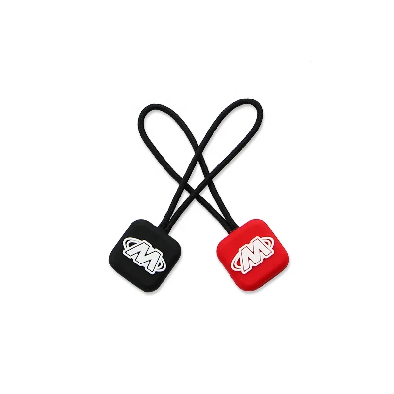 Custom Engraved Logo rubber Brand Zipper Pull Charms for handbag
