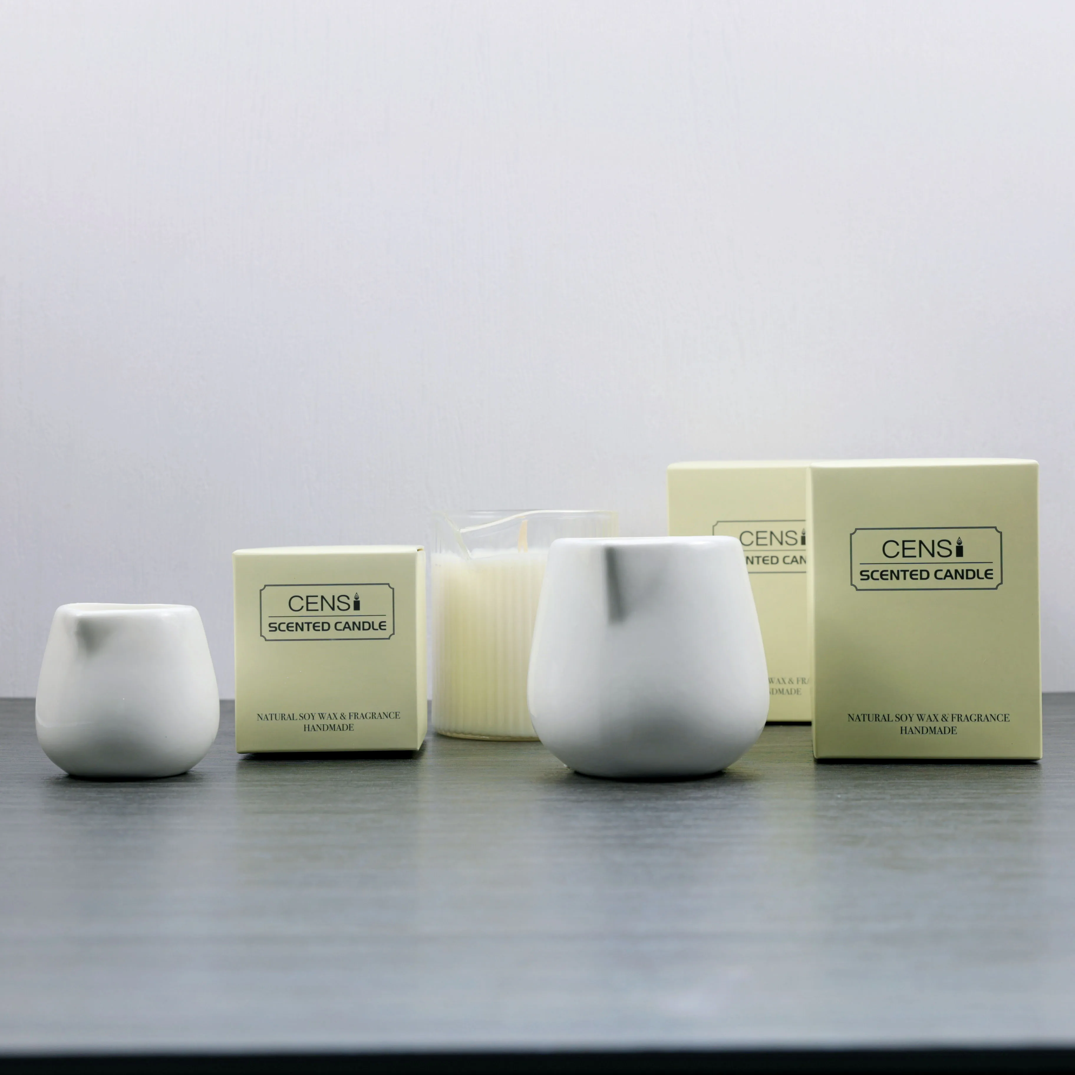 Custom White Home Decor Yoga Meditation Massage Oil Ceramic Jar Soy Wax Scented Candle with Spout