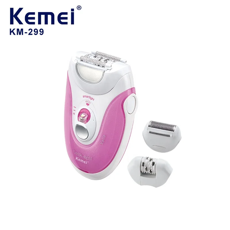 Three Heads Women Hair Removal Kemei Km 299 Mini Easy To Carry Electric Razor Epilator For Women
