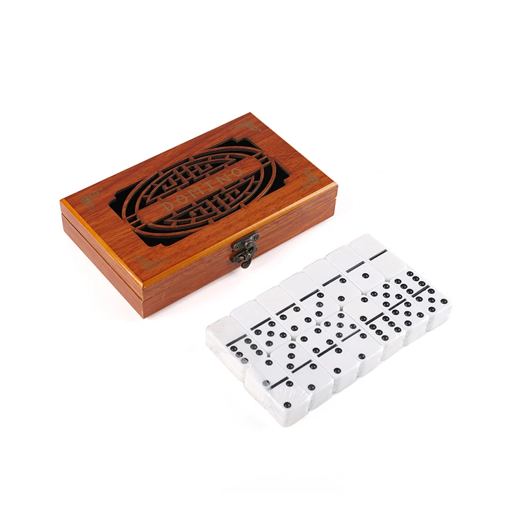 Chinese Factory customized indoor leisure toys double 6 set Wooden box domino