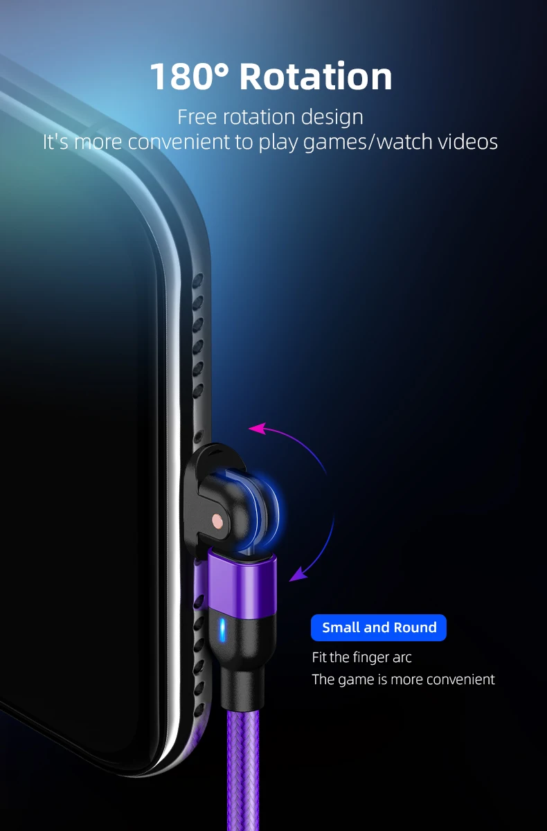 
3A Fast Charging Magnetic Data Transfer Cable magnetic type-c cable 180 bending usb c port with 3 heads 