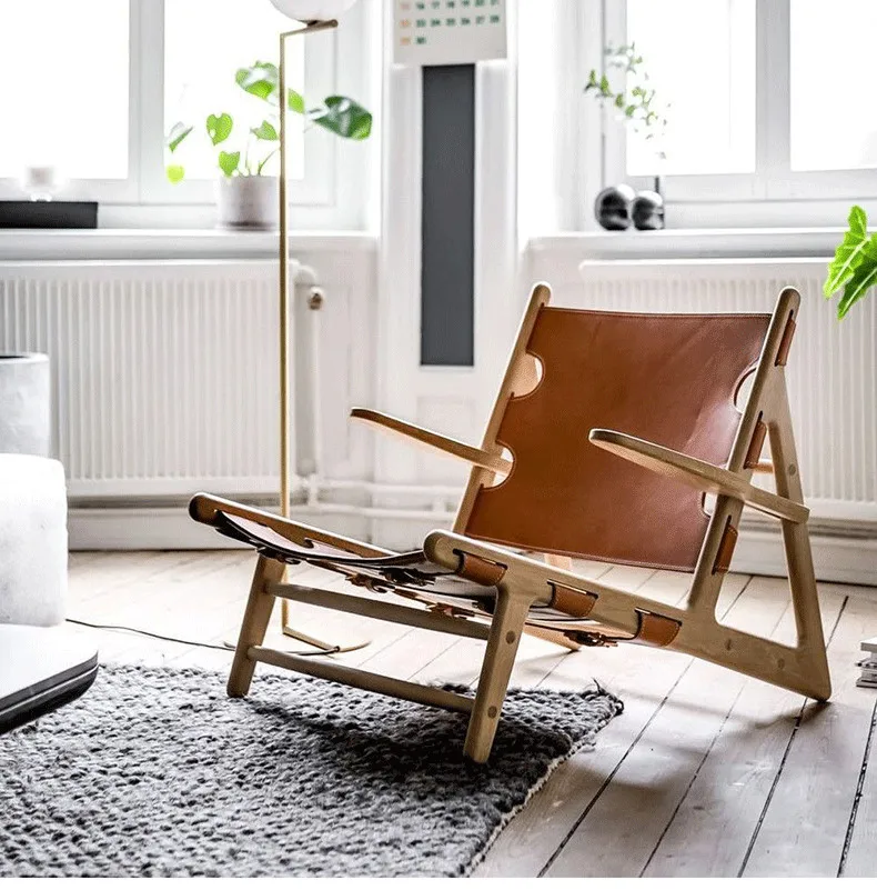 Dreamhause High Quality Wood Leather Armchair Lounge Leisure Chair Home Furniture Living Room Chairs Design