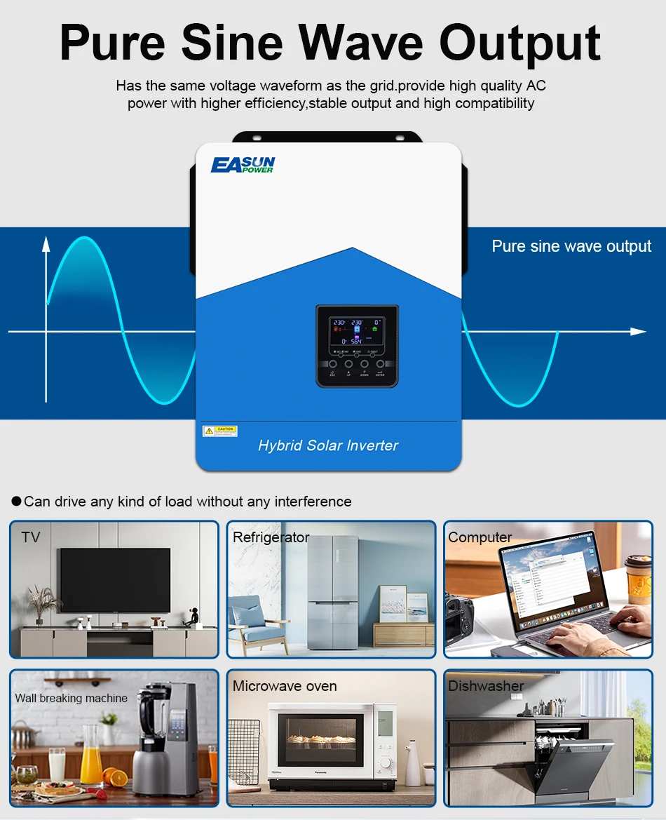 Инвертор EASUN 11 кВт Встроенный MPPT 120A с Wi-Fi без батареи параллельной работы