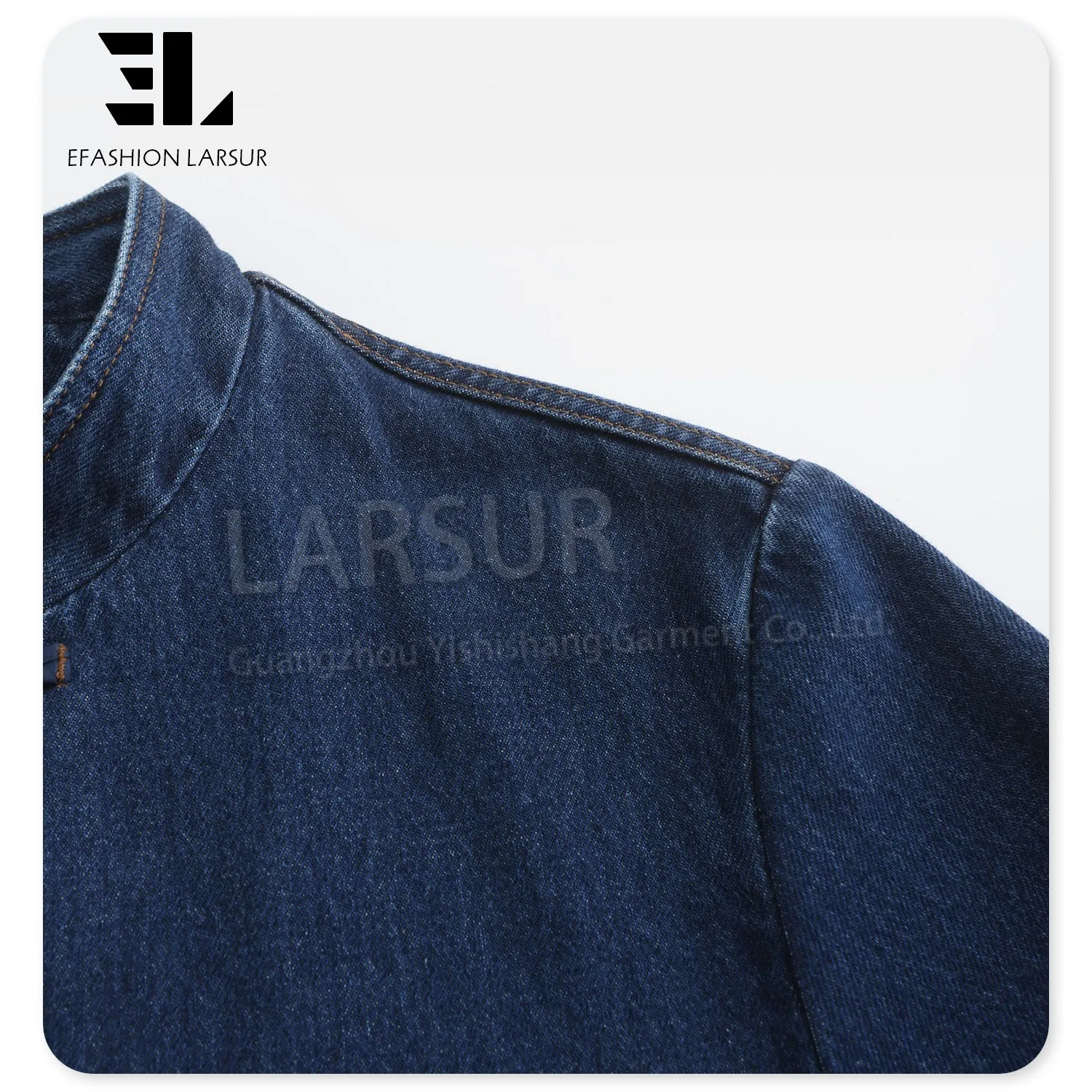 LARSUR clothing manufacturers custom New Chinese Style denim jacket with chinese closure frog knots denim tang suit jacket