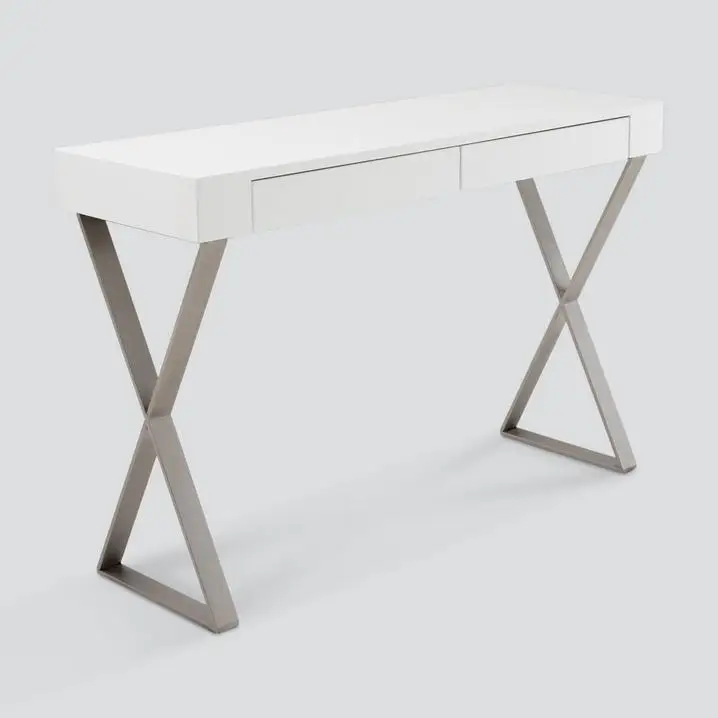 Custom Office Designs Simple Modern Computer Table Wooden Metal With High Gloss White Finishing Computer Desks For Home Office