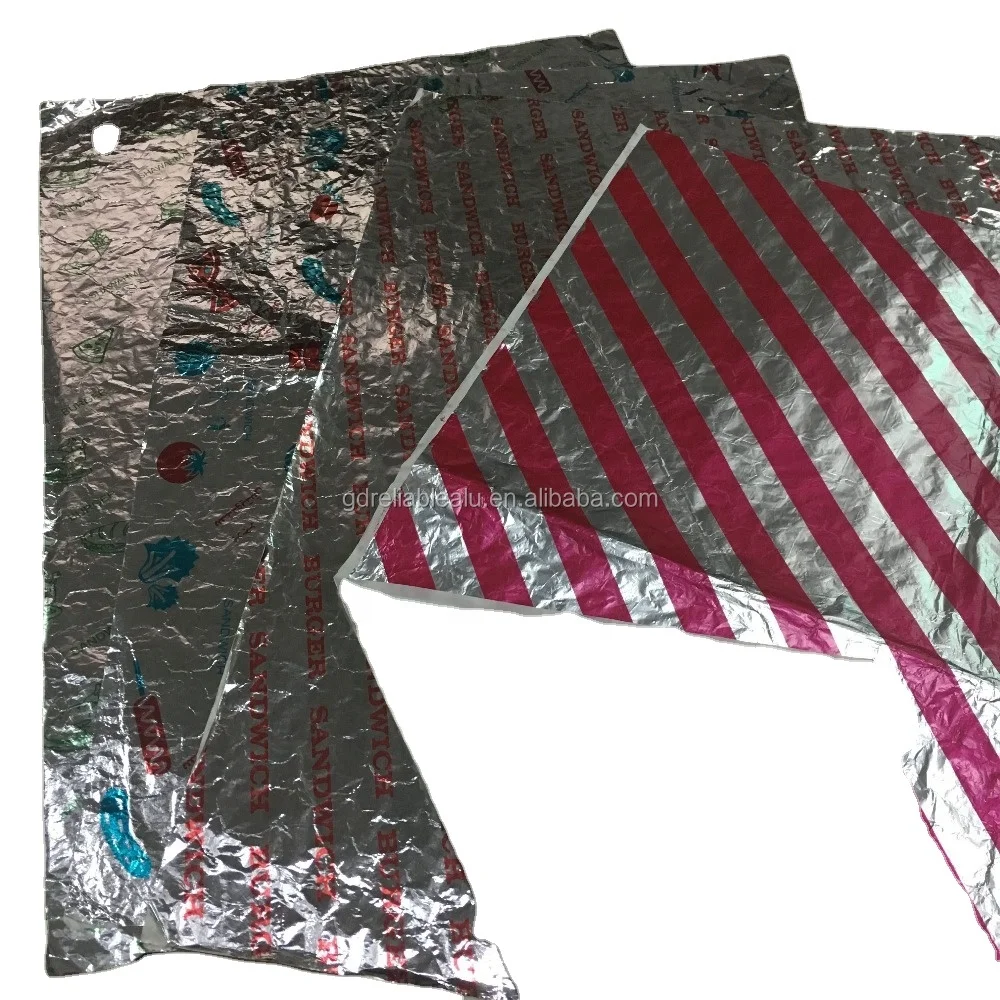 Customized  LFGB logo printing food grade aluminum foil hamburger wrapping papers