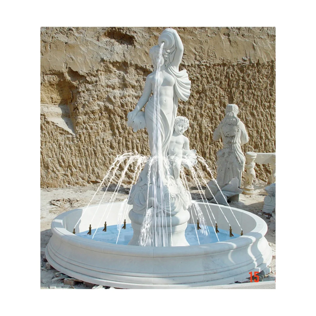 White Marble  Water Fountain Sculpture Stone carving Water Fountain