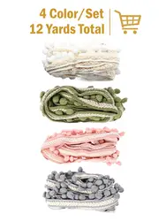 Multi Color Pompom Trim Roll Fringe Ribbon Pom Pom Ball String for DIY Home Curtain Clothes Pillow Decoration