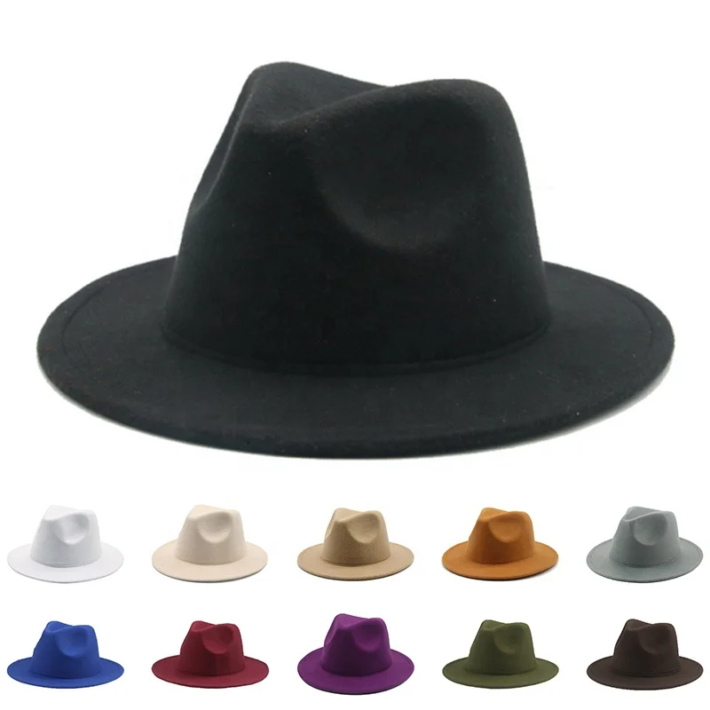 Hot Sell kids classic Felt Fadora Hat wholesale Custom logo Solid Color Fedora Hat for Children Girls Boy formal hats