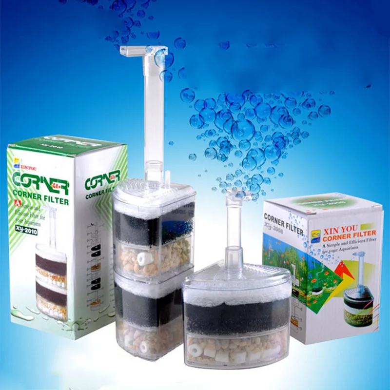 Aquarium Quiet Water Air Oxygen Pump System Biochemical Bio Single/Double Sponge Cotton Filter Box Plastic Fish Tank Accessories