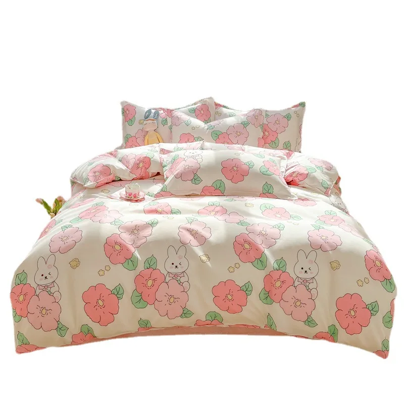 OEM high-quality good price new light luxury washed dacron and  Cotton silk embroidery four pieces bedding set