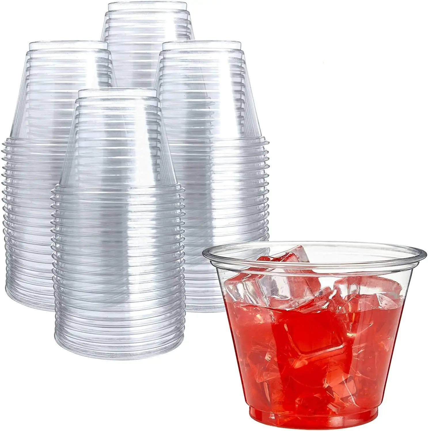 9 oz Clear Disposable Plastic Cups Disposable Reusable Tumblers Crystal Clear PET Cups for Parties, Water, Wine