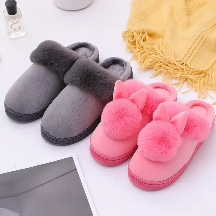 Lovely Rabbit Ears Soft Home Slippers Cotton Warm Shoes