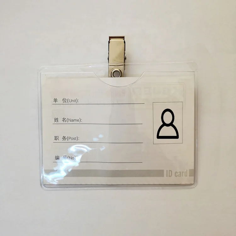4x3 Inch Horizontal Nurse Clear Transparent PVC ID Badge Holder with Metal Clip for Meeting Trade Show School Office Name Tag