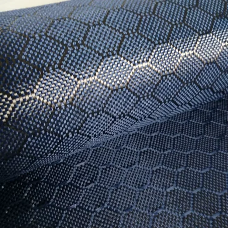 High performance aramid and carbon fiber mix woven prepreg fabric incorporating Kevlar for enhanced durability
