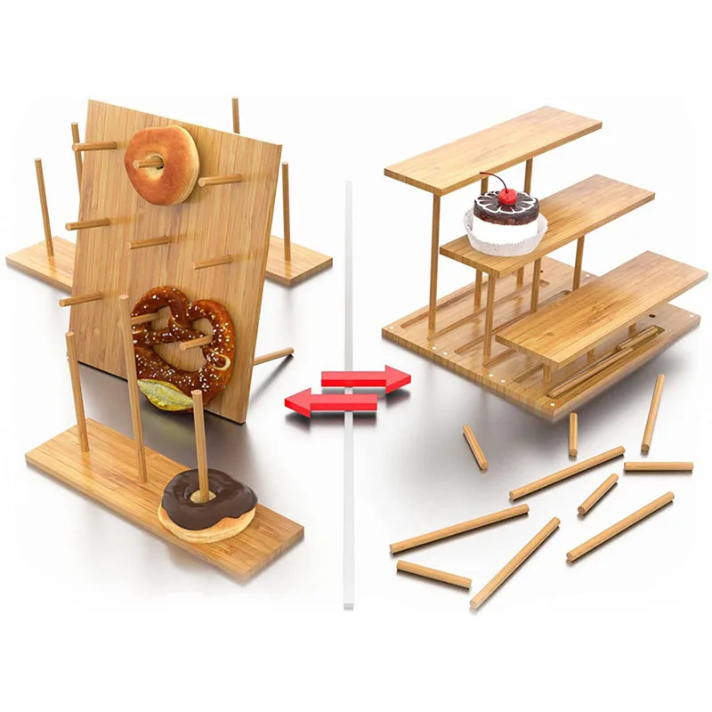 Легкая в сборке складная конструкция пончики пищевой класса деревенский бамбуковый деревянный пончик стенд дисплей очки стенд