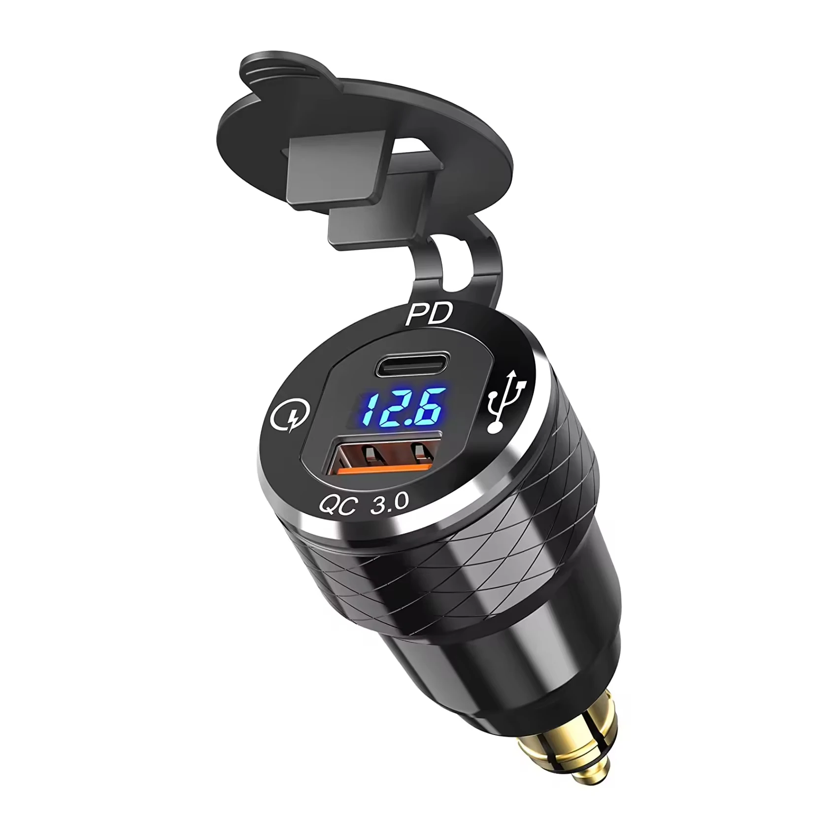 2024 Hot Sale QC3.0 USB and PD 54W Aluminium alloy 2 port adapter USB Car Charger Socket with Voltage Monitoring