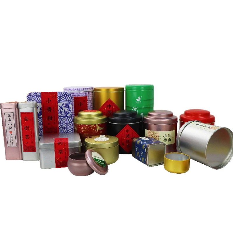 Customize various round size metal tin boxes, square metal container packaging, airtight tin cans for tea