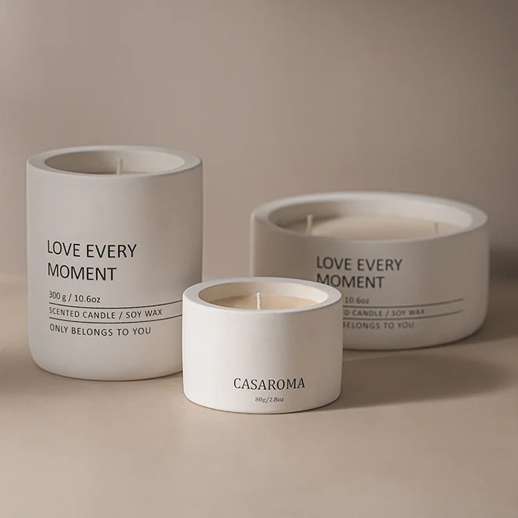 Empty big 16oz 24oz matte white frosted candle vessels large ceramic container candle jar for 3 wicks candle custom logo