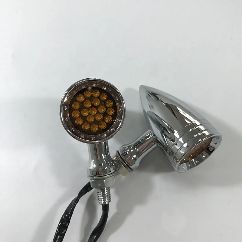 CNC Motorcycle Bullet LED Turn Signal Lamp Chrome Motorcycle Blinker Indicator Front Rear Turn Light
