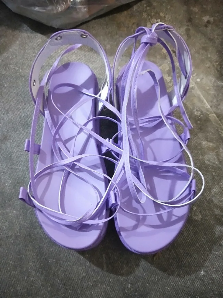 Summer Flat Sandals Roman Style Womens Shoes Sandals Trendy Lace Up Solid Color Women Ladies Platform Sandals