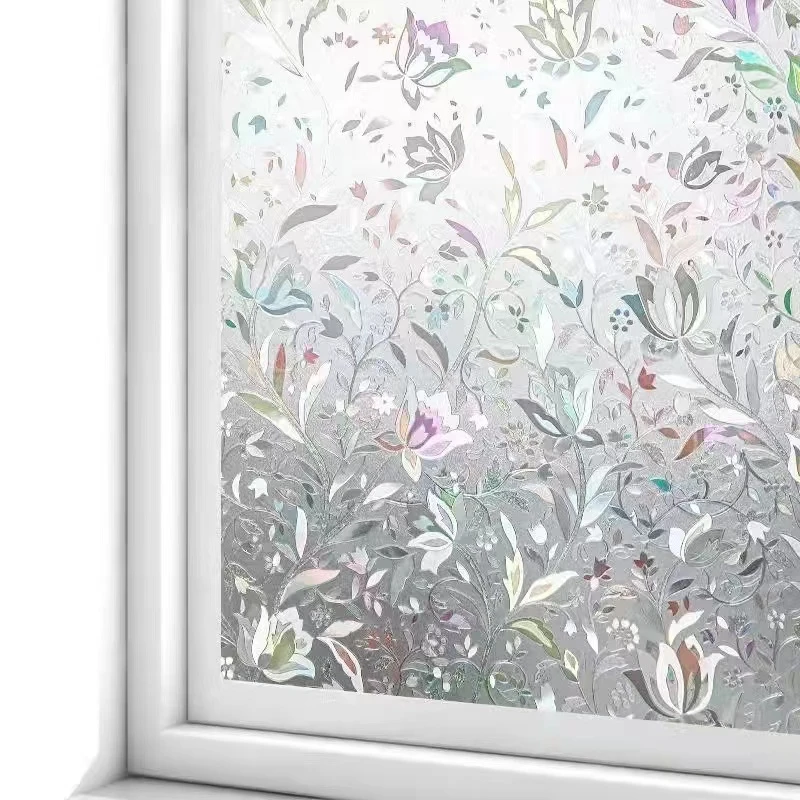 3D Static Cling Film Rainbow Color Waterproof Decorative Privacy Window Glass Film For Home Decoration