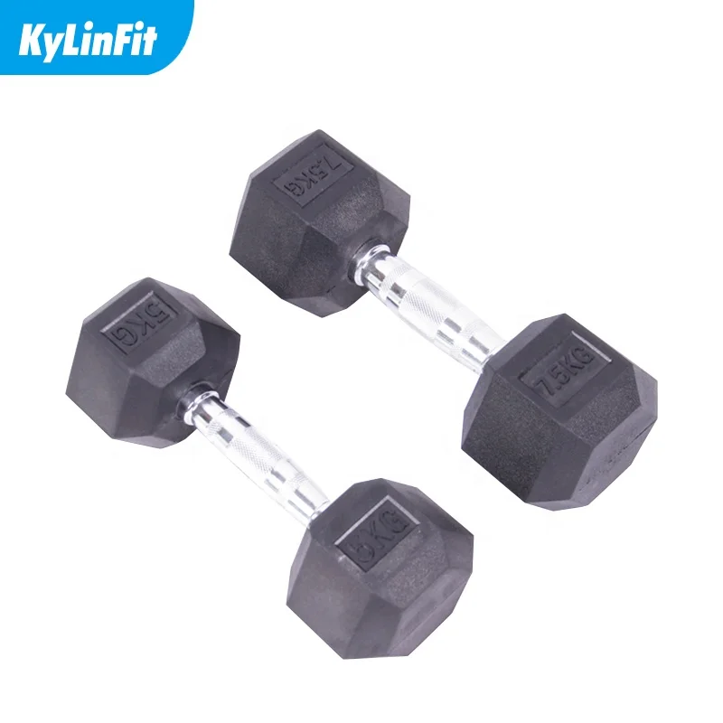 Тяжелая Тренировка Тяжелая лифтинг чугунный шестигранный гантель с резиновым покрытием