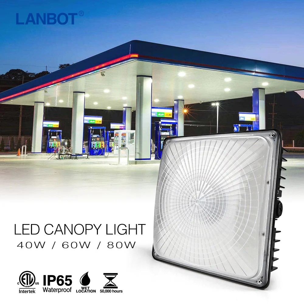 40w 60w 80w Led Low Bay Security Photo Cell Garage Canopy Light