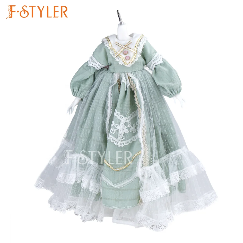 FSTYLER Royal Style Doll Clothes Green Dresses Doll Accessories Quality Lolita Princess Outfit with Lace Costumes for BJD Doll