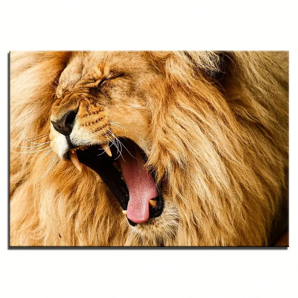 Africa Lion Photo Print on Canvas Painting Modern Home Goods Animal Wall Art