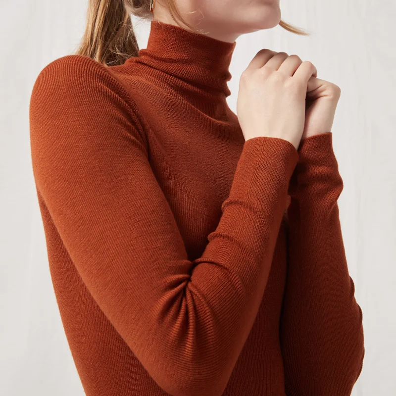 Seamless wholegarment sweater wool turtleneck long sleeve pullover knitwear sweater for women Knitted clothes
