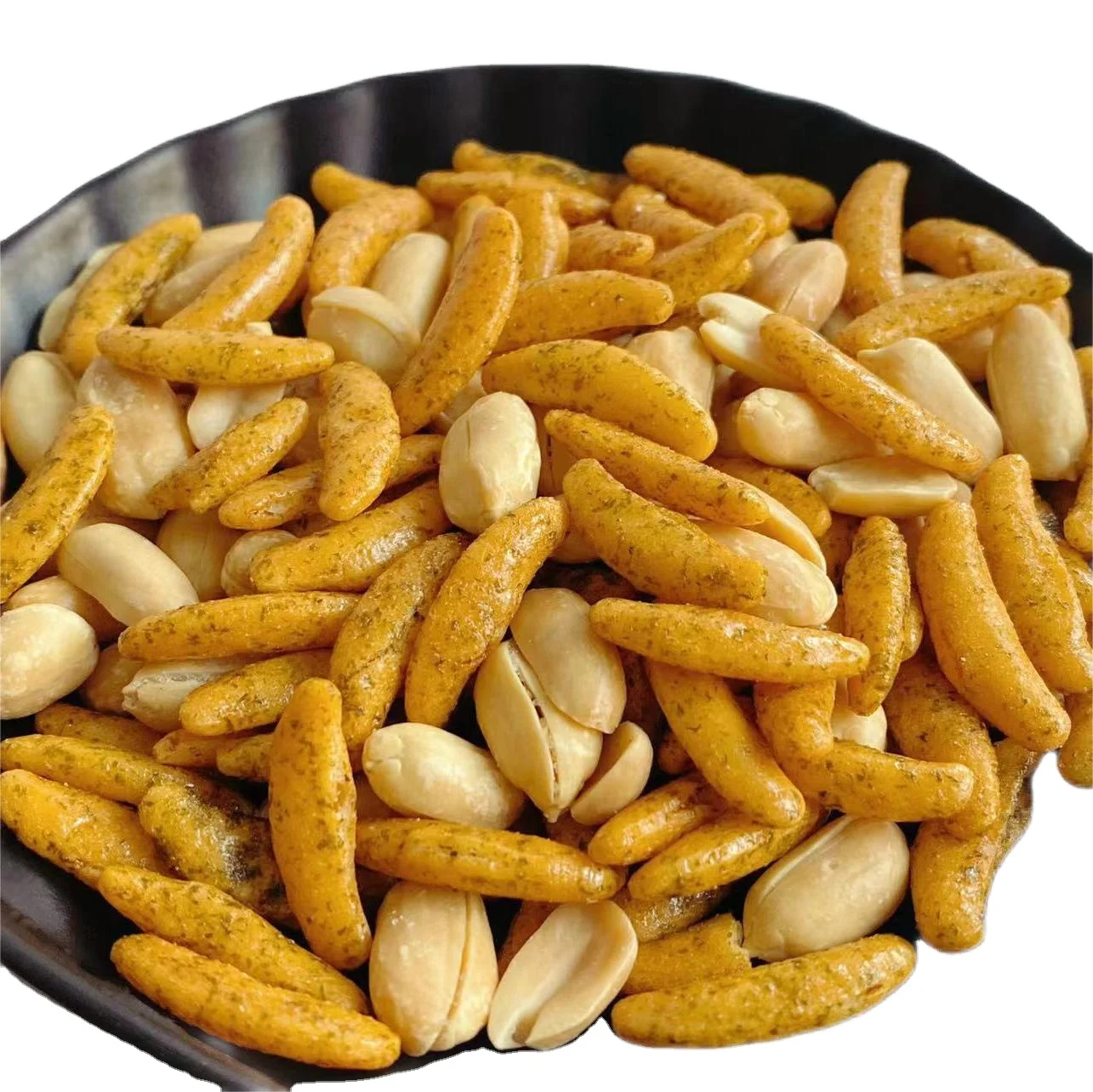 Japanese traditional delicious snack seaweed flavored rice crackers with crispy peanuts