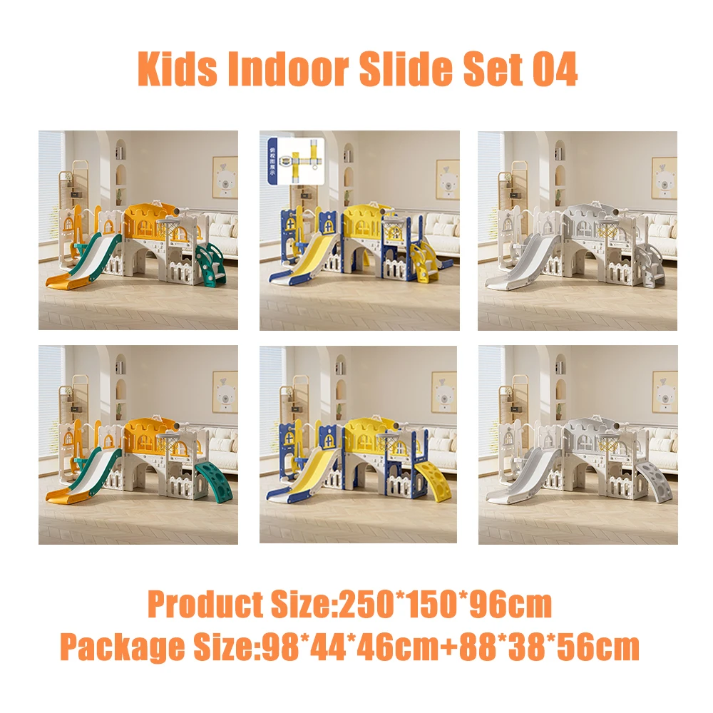 Toddler Slide Kids and Swing Set Baby Climber Play with Basketball Hoop Safety Indoor Playground