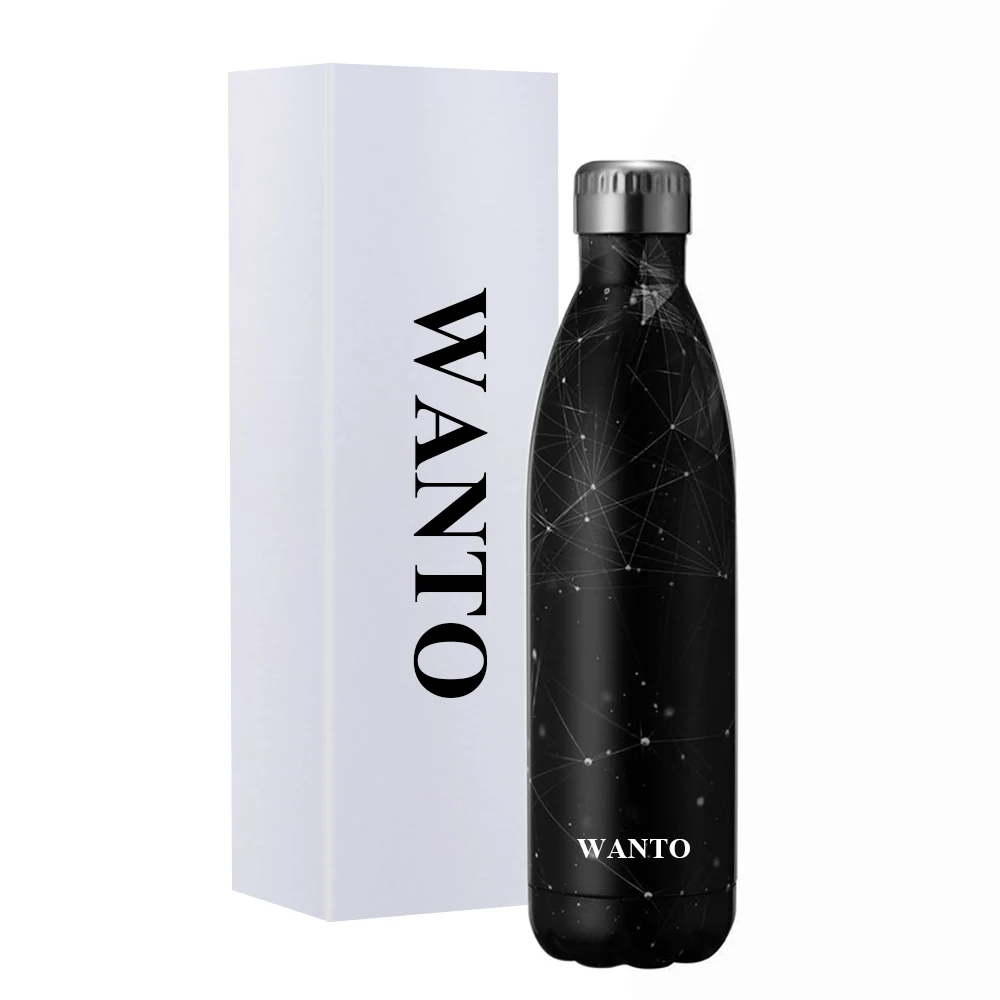 Wanto 2022 Personalized 350ml 500ml 750ml 1000ml New Stainless Steel Cola Shape Water Bottle For Gym And Running