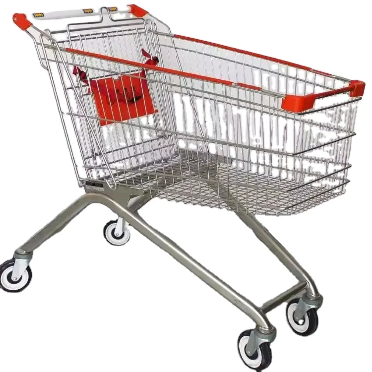 Classical Metallic Four Wheels Supermarket Shopping Cart Trolley