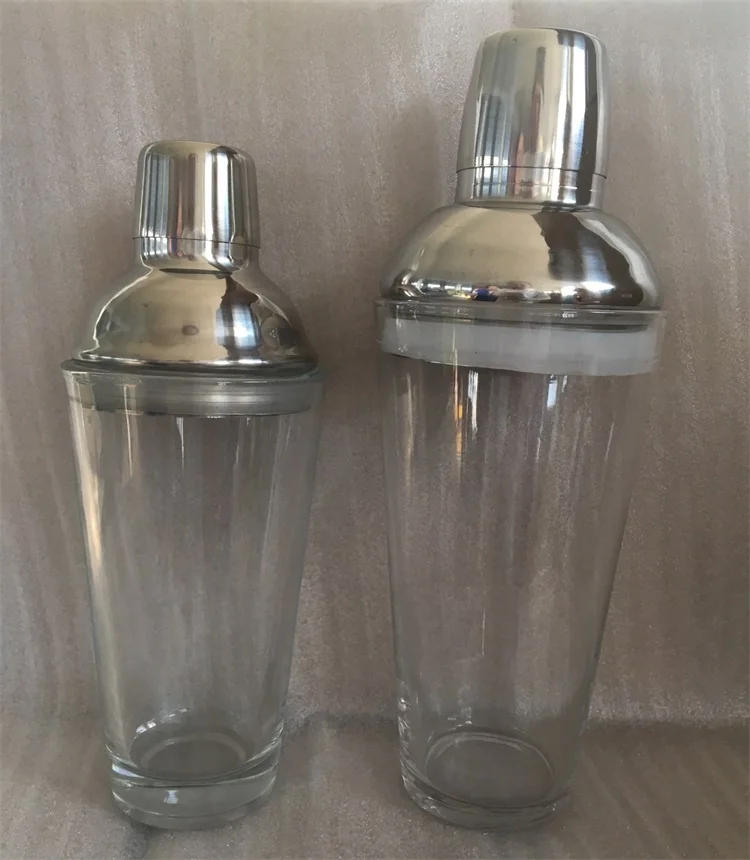 450ml/750ml Bar Stainless Steel Glass Cocktail Drinking Mojito Martini Shaker Mixer With Customized OEM Color&Logo