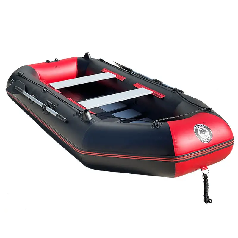 Solar Marine 8.8ft PVC Fishing Boat Inflatable Kayak Wear-resistant Canoe Slatted Wood Floor with Accessories