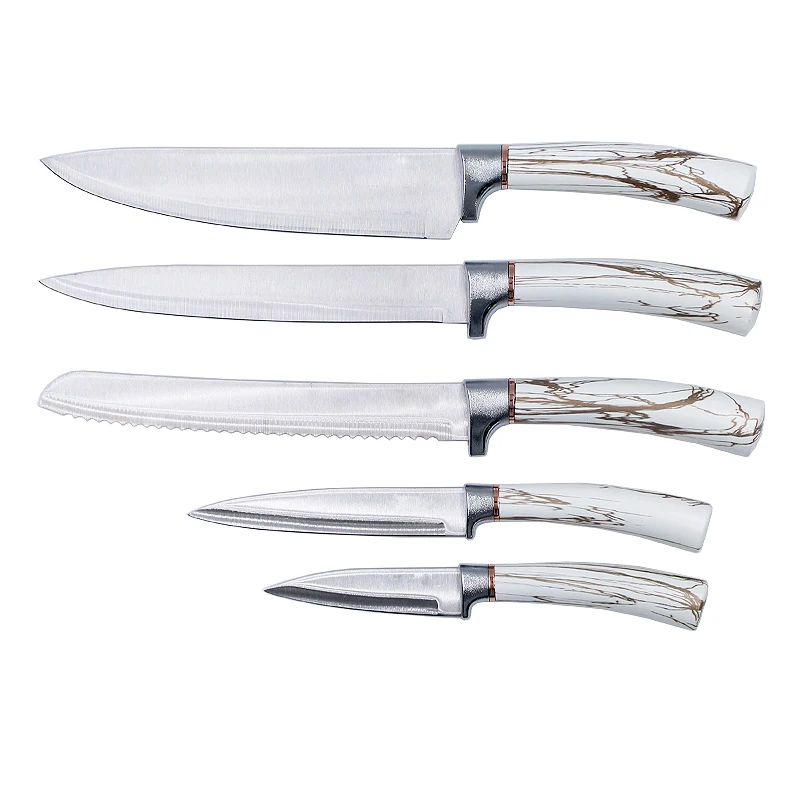Professional PP Handle Stainless steel Kitchen Knife Sharp Chef Fruit Knives With Acrylic Block For Home