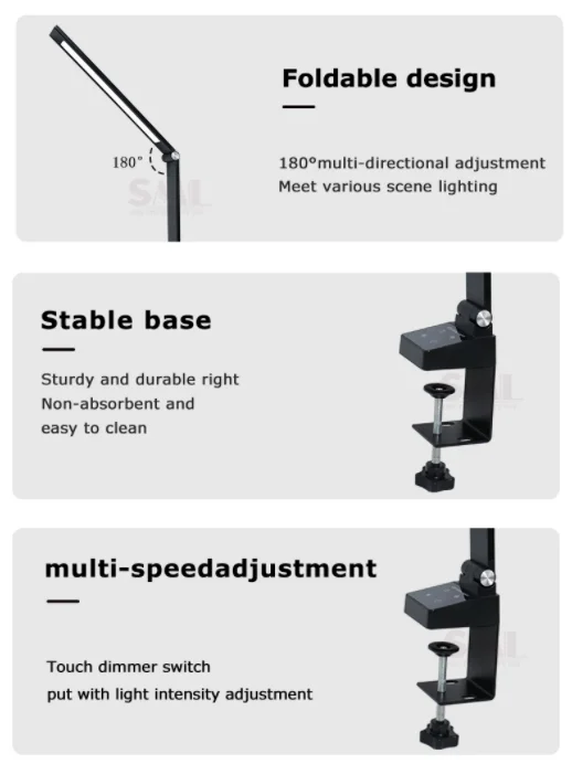 SML 3 Grade Dimmer 3CCT Aluminum Smart Table Lamp Timing Compatible Adjustable Angel LED Desk Table Lamp