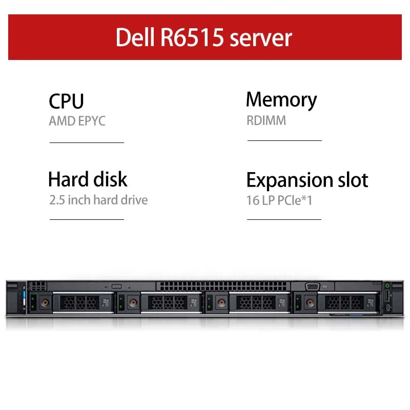 Dells Server R6515 2.5-inch 4/8 Disk 1u Rackmount Server 550W Single Power Supply Supports 1 AMD Processor Support Customization