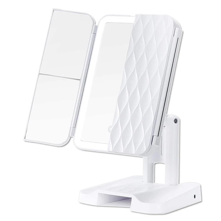 Personalized Folding Led Lights Three Way Makeup Mirror