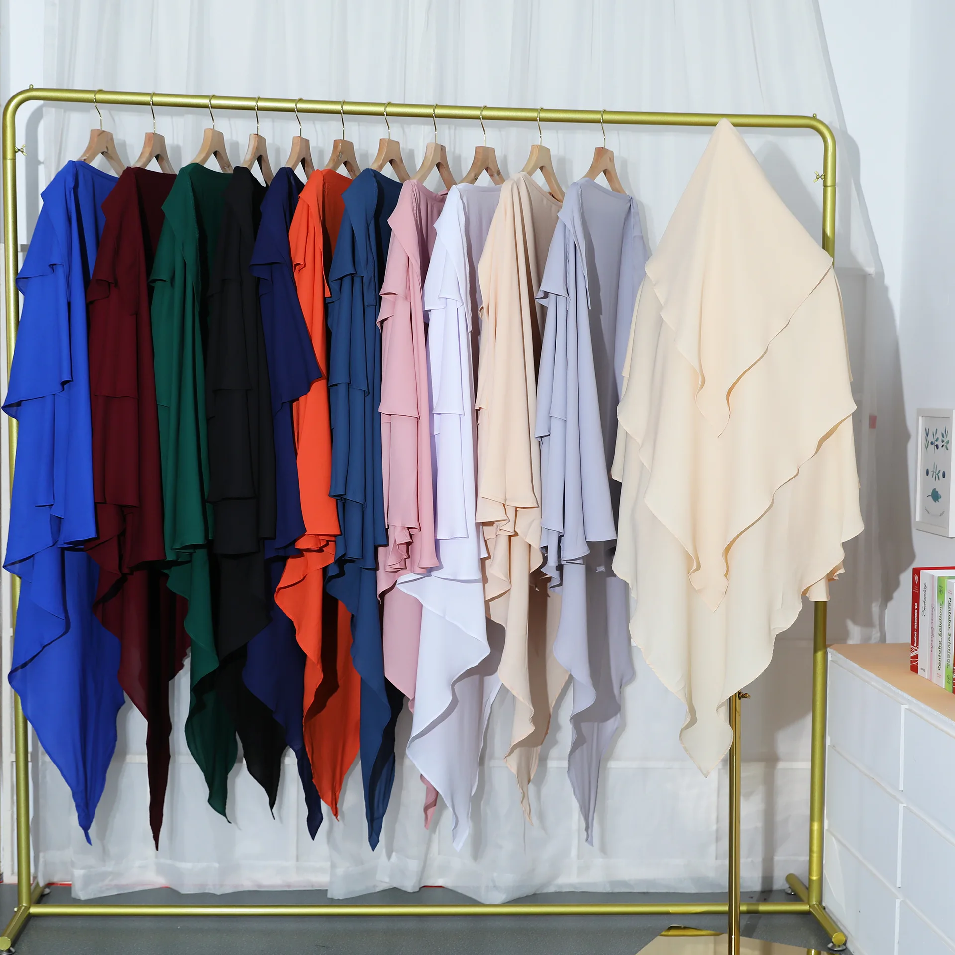 LangChi Latest Abaya Shawl Women Islamic Dress Hijab 3 Layers Long Khimar Scarf