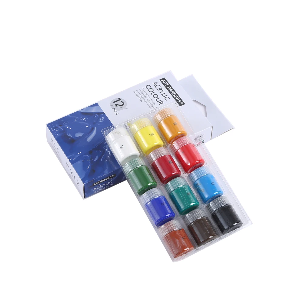 Art Rangers Acrylic Paint Set Colours 12colors*15ml & 2 brush high quality  Acrylic Paint for art drawing