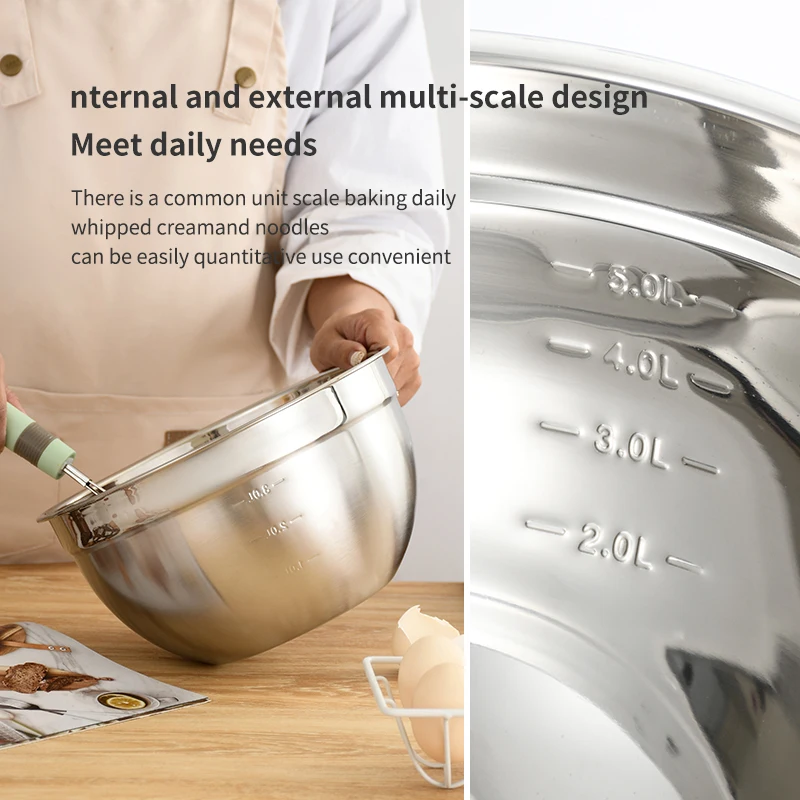 Stainless Steel Mixing Bowl Kitchen & Home Essential for Food Storage Serving, Salad, Food Prep, Baking, & Cooking Custom logo