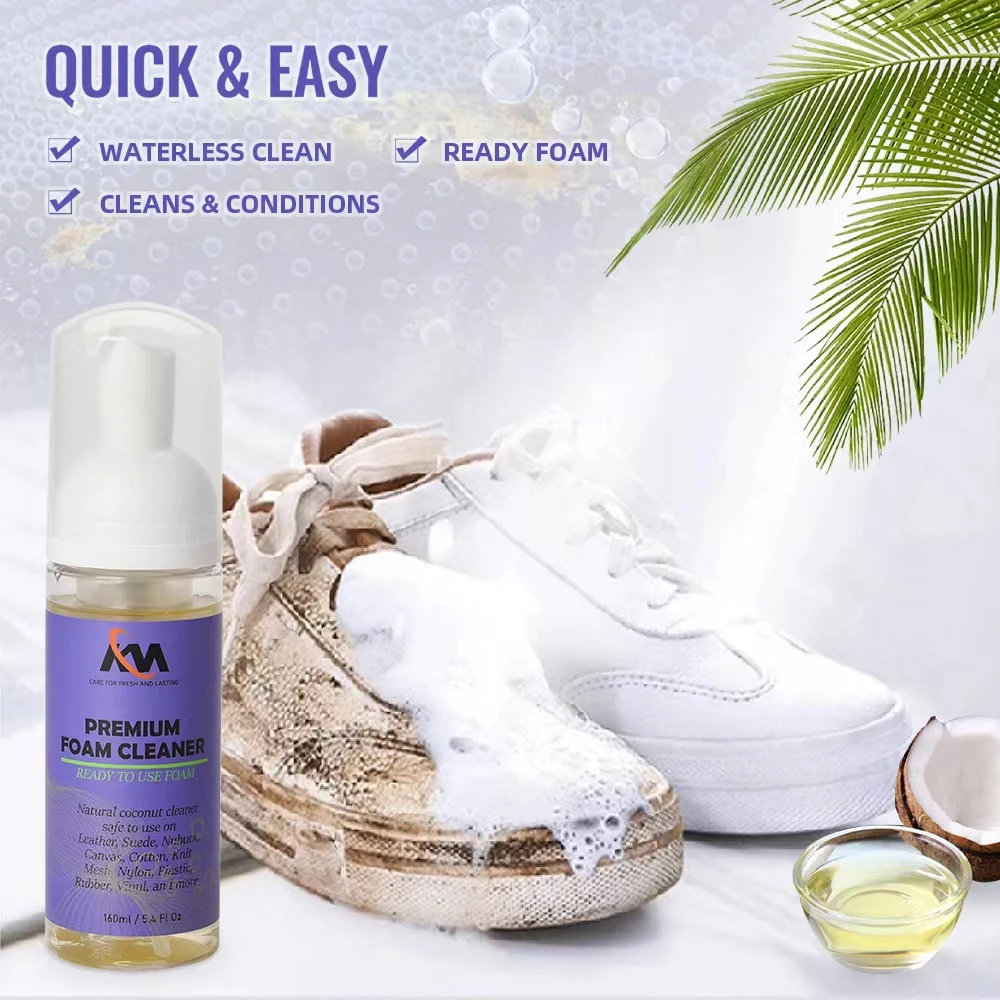 KM Oem Wholesale Manufacturer Natural Ingredients Sneaker Cleaner Kit Shoe Cleaning Gift box set with brush