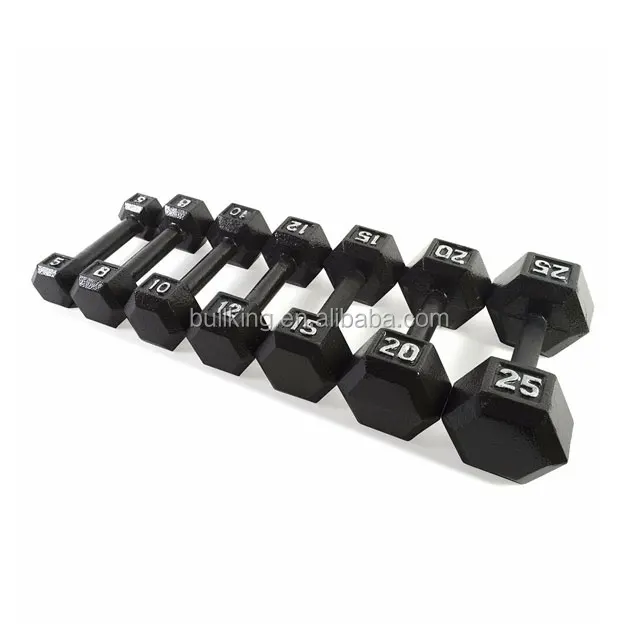 Wholesale China Manufacturer Custom Free Weight Gym 3-100 LB 1-60 KG Set Metal Handle Cast Iron Rubber Hex Hexagon Dumbbell