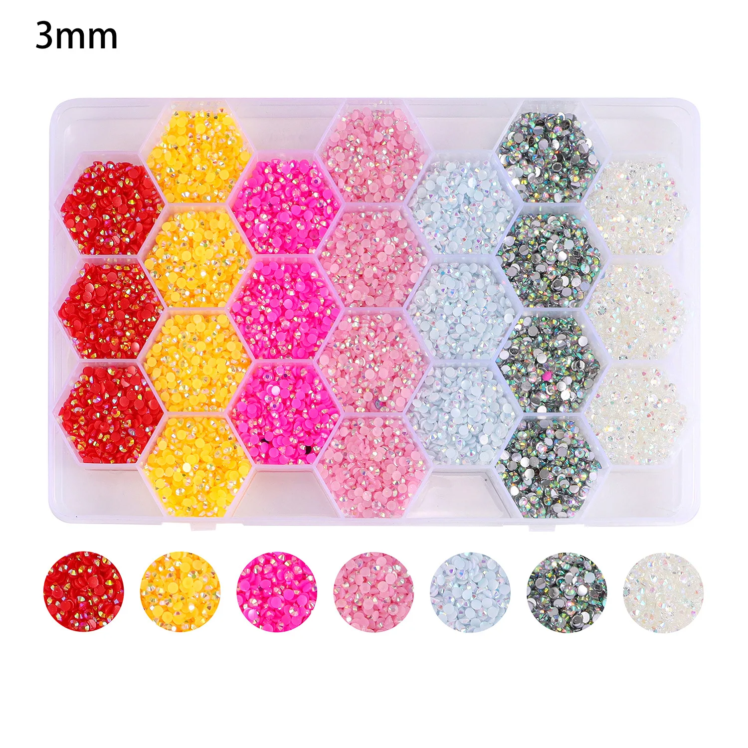 3D High Quality Rainbow color Resin diamond crystals nail rhinestones kit