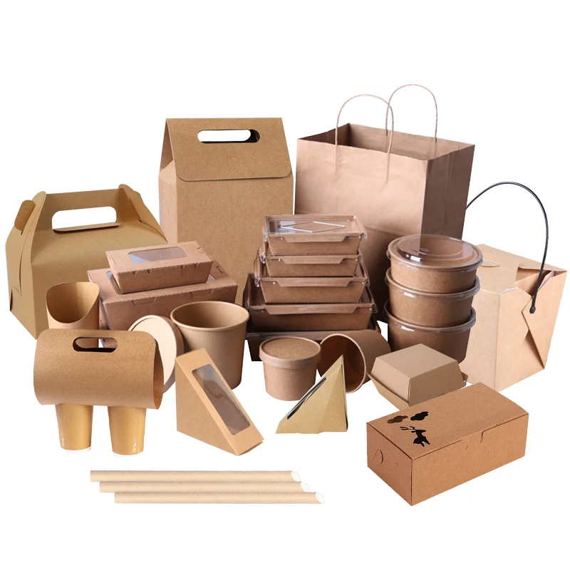  Одноразовая коробка для завтрака упаковка жареной курицы еды из крафт-бумаги упаковочная